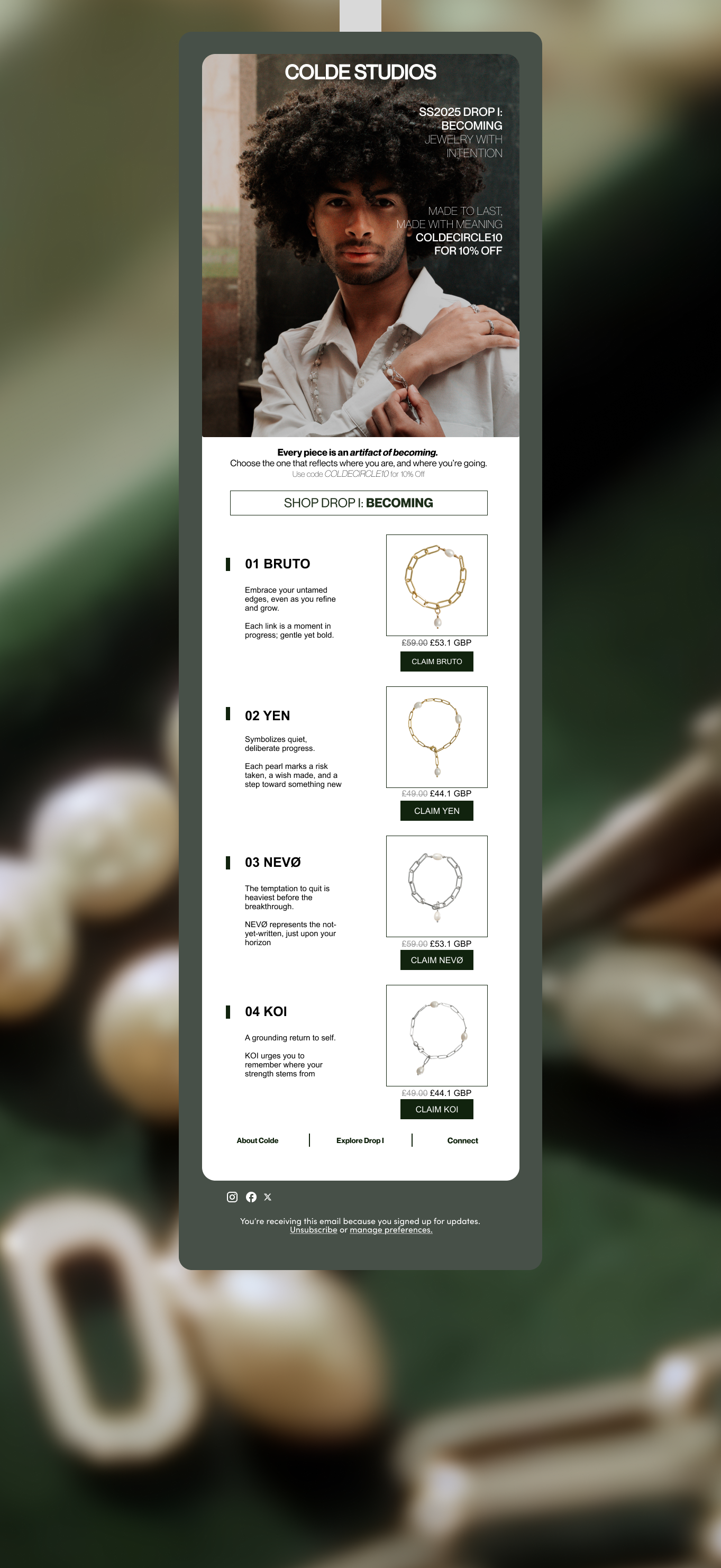 Email design — jewelry drop